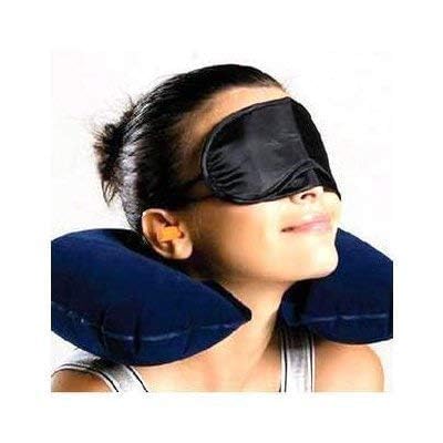SNAPSHOPECOM SNAPSHOPECOM 3 in 1 Inflatable Travel Soft air Cushion Neck Pillow with Ear Plug and Eye Mask Set use for Home Comfortable Velvet Sleeping Eye Mask Headrest Pillow Airline Travel Kit 1 pcs - Image 4