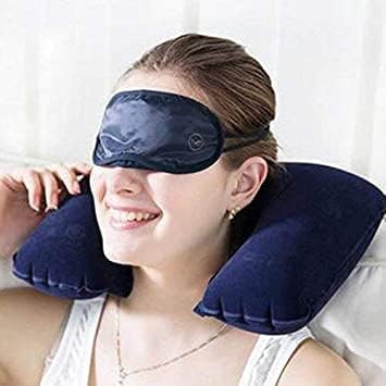 SNAPSHOPECOM SNAPSHOPECOM 3 in 1 Inflatable Travel Soft air Cushion Neck Pillow with Ear Plug and Eye Mask Set use for Home Comfortable Velvet Sleeping Eye Mask Headrest Pillow Airline Travel Kit 1 pcs - Image 5