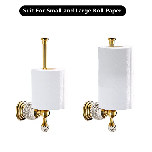BATHSIR Crystal Toilet Paper Holder, Gold Toilet Roll Holder Modern Bathroom Accessories Zinc Alloy Tissue Hanger Wall Mounted - Image 4
