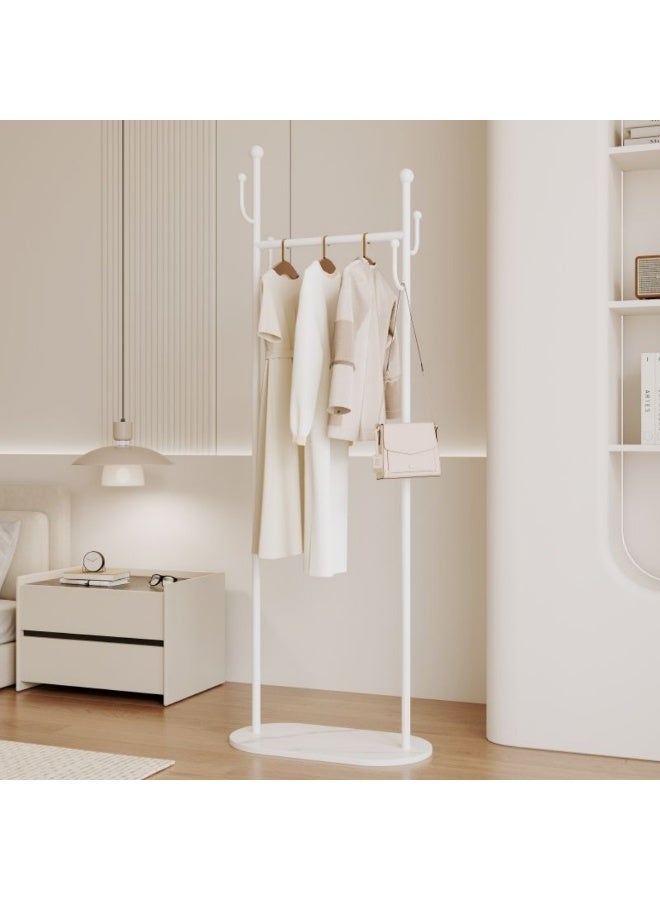 HXDream Portable Style Floor-Standing Clothing Rack - Sturdy Metal Freestanding Garment Organizer with Multiple Hooks, Modern Minimalist Design for Bedroom, Living Room, Office - Multi-Purpose Home Storage Solution, Elegant Room Decor | Easyclean Surface, Clothes Organizer Storage(White)45*28*170CM - Image 3