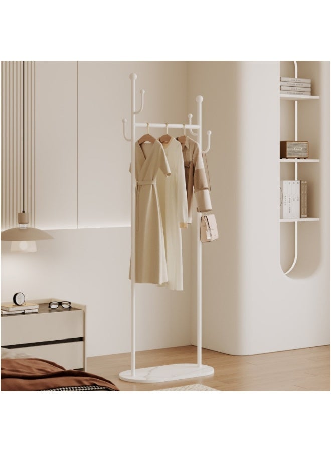 HXDream Portable Style Floor-Standing Clothing Rack - Sturdy Metal Freestanding Garment Organizer with Multiple Hooks, Modern Minimalist Design for Bedroom, Living Room, Office - Multi-Purpose Home Storage Solution, Elegant Room Decor | Easyclean Surface, Clothes Organizer Storage(White)45*28*170CM - Image 1