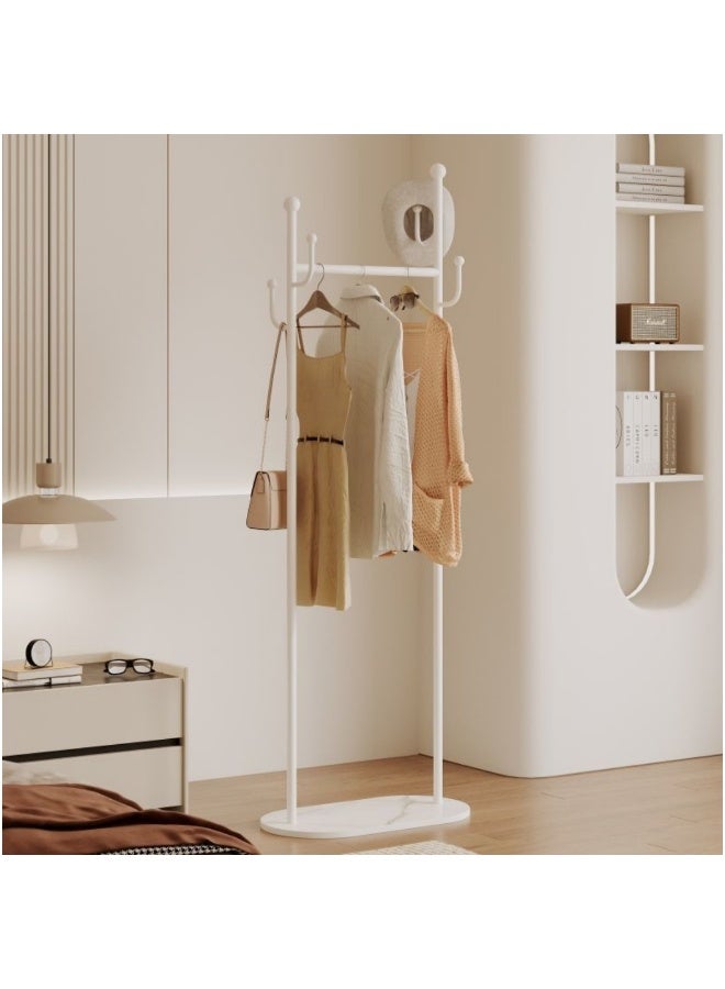 HXDream Portable Style Floor-Standing Clothing Rack - Sturdy Metal Freestanding Garment Organizer with Multiple Hooks, Modern Minimalist Design for Bedroom, Living Room, Office - Multi-Purpose Home Storage Solution, Elegant Room Decor | Easyclean Surface, Clothes Organizer Storage(White)45*28*170CM - Image 2