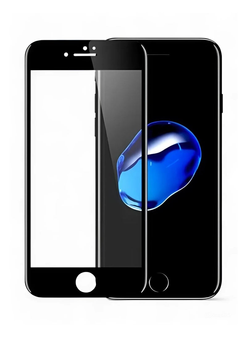 واقي شاشة سيراميك لـ آيفون 7/8 (iPhone 7/8) شفاف مع حواف سوداء مضاد للكسر و الخدش و بوضوح عالي HD حماية قصوى للشاشة من الخدوش والكسر - Image 1