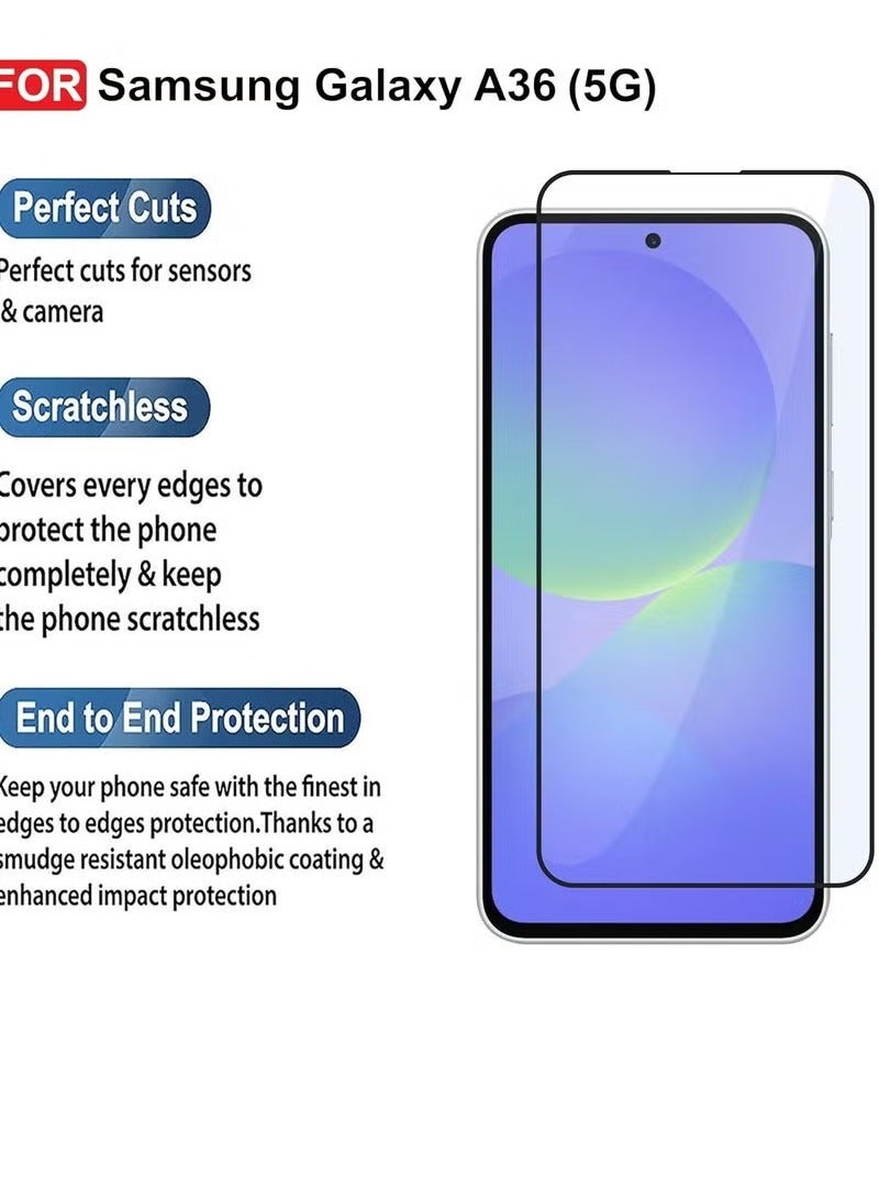 JAJEEK Samsung A36 Edge-to-Edge Screen Protector, Full Screen Coverage, Anti-Scratch Tempered Glass Film for Samsung Galaxy A36 5G (2025) 6.7 Inch - Image 4