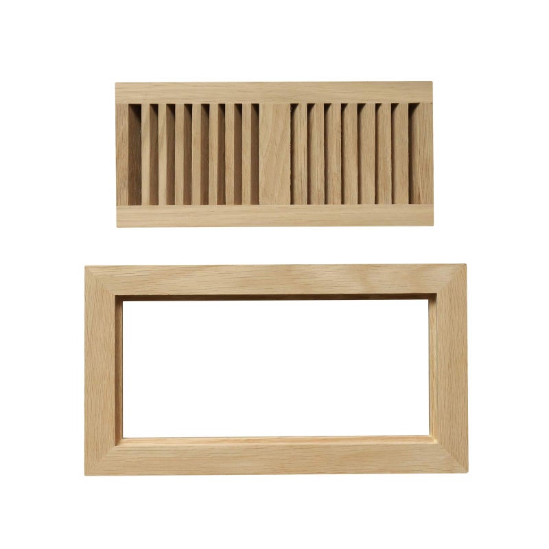 WELLAND فتحات تهوية أرضية من وِلاند 4 × 10 بوصة فتحة مجرى هواء خشب البلوط الأحمر غير مصقول بسمك 34