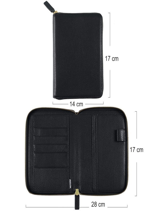 Moterm Zippered Leather Cover for A6-Notebooks - Fits Hobonichi Original, Stalogy and Midori MD Planners (Pebbled-Black) - Image 2