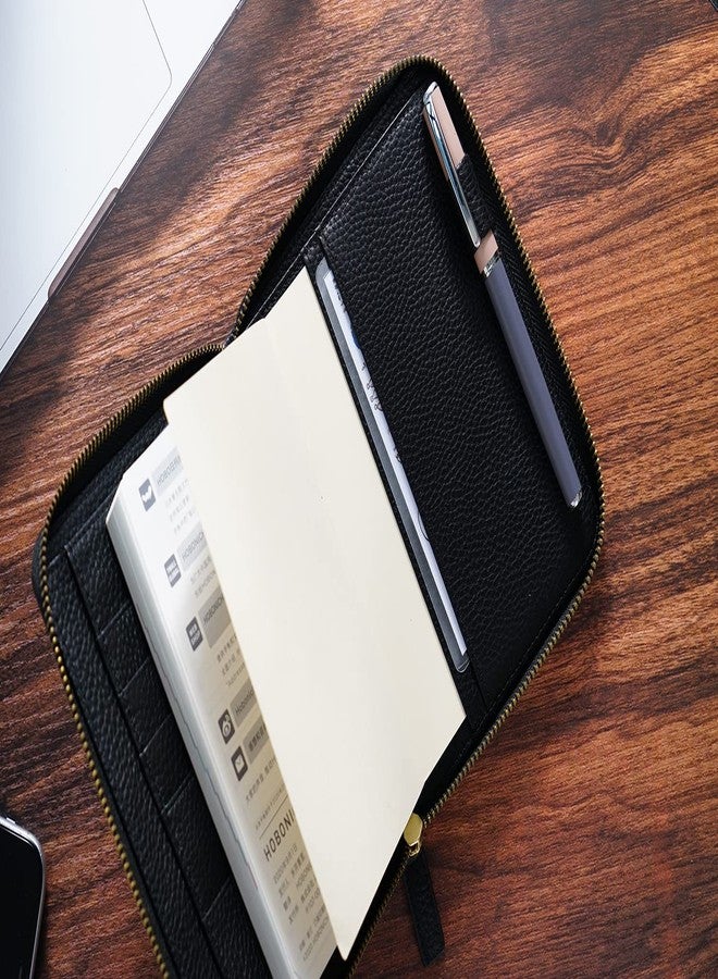 Moterm Zippered Leather Cover for A6-Notebooks - Fits Hobonichi Original, Stalogy and Midori MD Planners (Pebbled-Black) - Image 4
