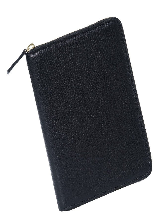 Moterm Zippered Leather Cover for A6-Notebooks - Fits Hobonichi Original, Stalogy and Midori MD Planners (Pebbled-Black) - Image 1