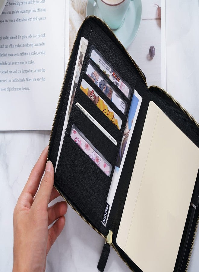 Moterm Zippered Leather Cover for A6-Notebooks - Fits Hobonichi Original, Stalogy and Midori MD Planners (Pebbled-Black) - Image 3