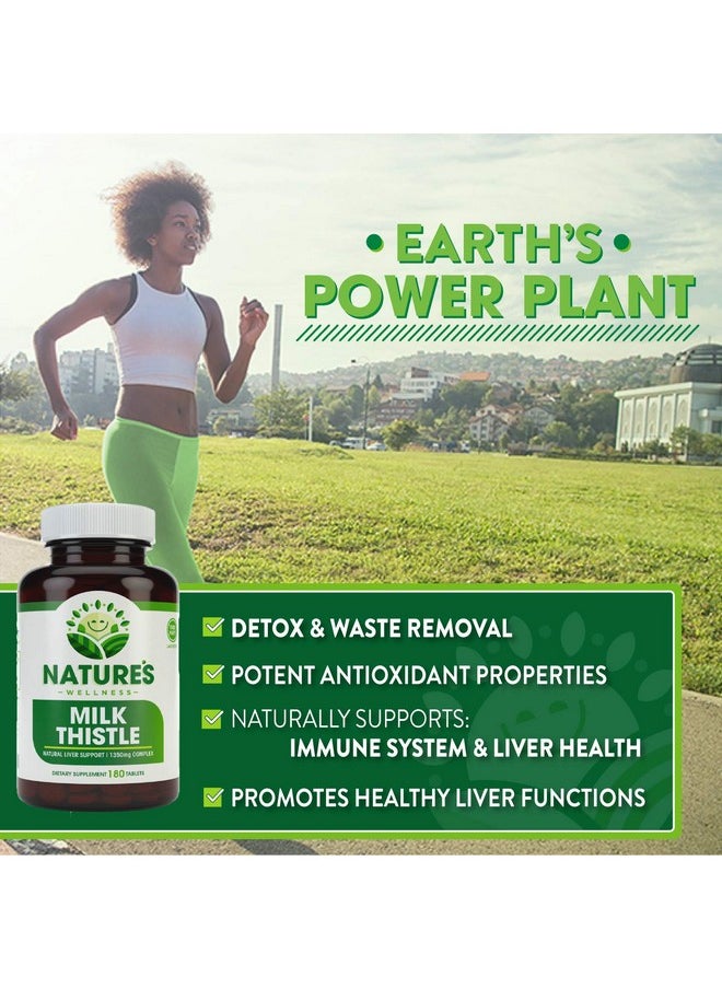 Natures Wellness - Milk Thistle 180 Count Standardized Silymarin Extract For Maximum Liver Support Detox Cleanse & Maintain Your Liver 1350 Mg Extract & Seed Complex Natural Herbal Supplement 60 Servings - Image 1