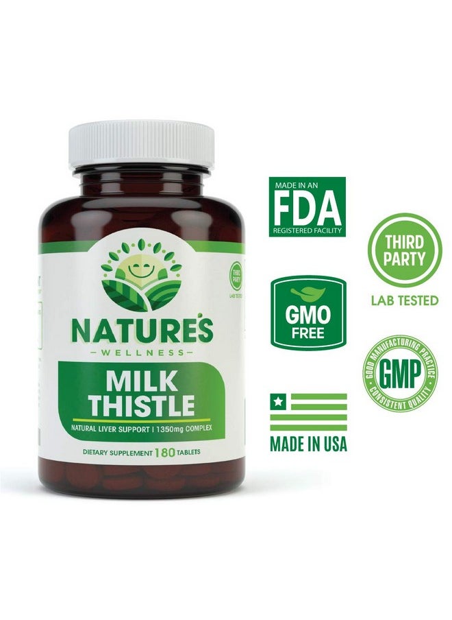 Natures Wellness Milk Thistle 180 Count Standardized Silymarin Extract For Maximum Liver Support Detox Cleanse & Maintain Your Liver 1350 Mg Extract & Seed Complex Natural Herbal Supplement 60 Servings  - Image 3