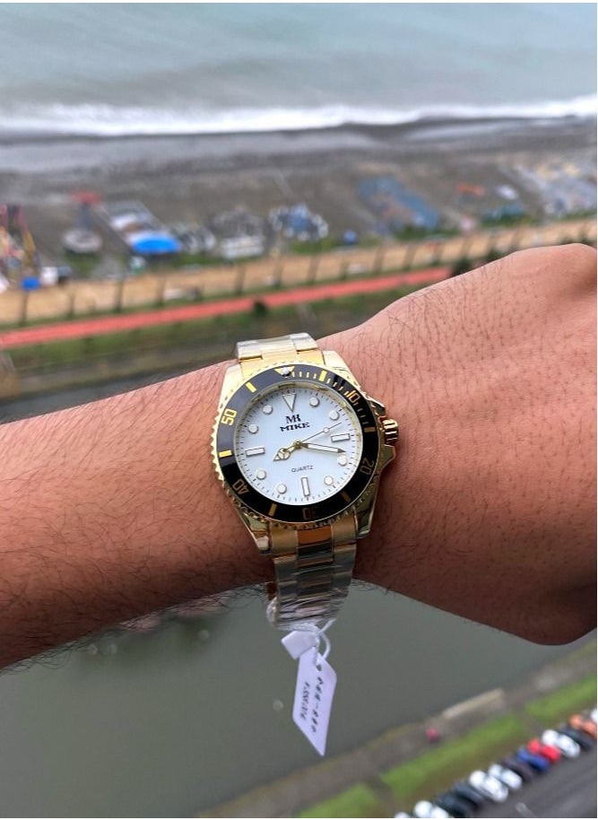 MIKE Men's watch with two colors, silver and gold, black dial  - Image 3