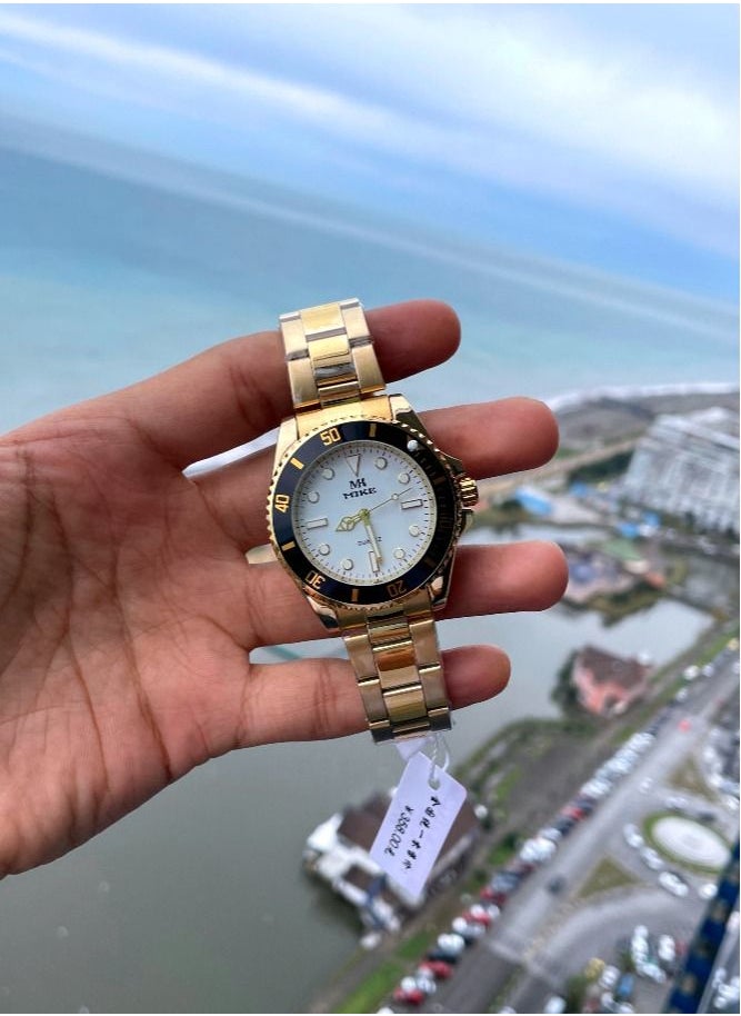 MIKE Men's watch with two colors, silver and gold, black dial  - Image 2