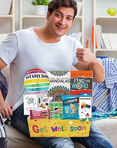 Beyond The Box GET WELL GIFT Basket, package for Adults or kids Men, women, boy or girl Care package, Feel better soon for home or hospital, after surgery w/Balloon, candy & snacks & greeting card, Sympathy Gift - Image 4