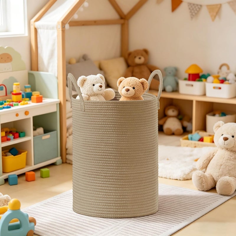 SunNewt Tall Laundry Basket with Handles, 88L Portable Dirty Clothes Hamper, Boho Cotton Rope Storage Bin for Blankets Kids Toys Gifts, Large Organizer for Baby Nursery Bedroom Bathroom, Jute - Image 5