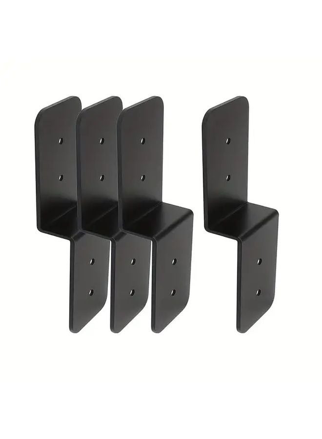 Black Metal Deck Railing Brackets 4pcs Heavy Duty Connectors For Patio Fence Gazebo - Image 3