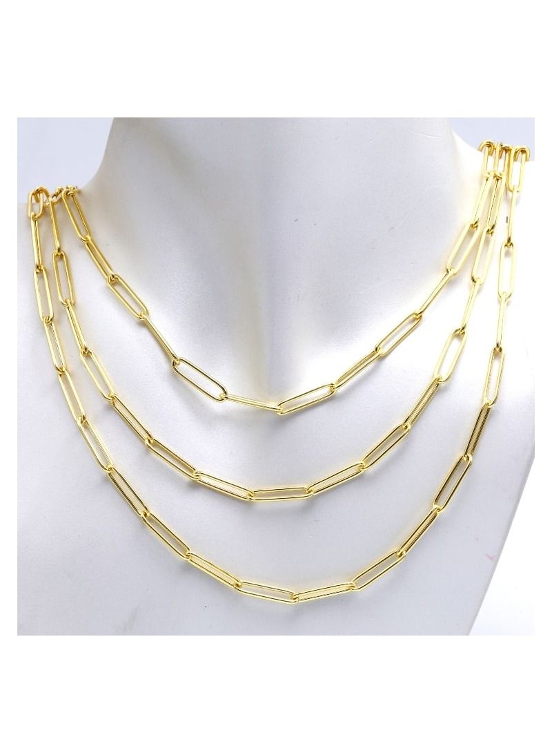Gold Zone قلادة من الذهب الحقيقي على شكل سلسلة مشبك ورقي طويل - Image 2