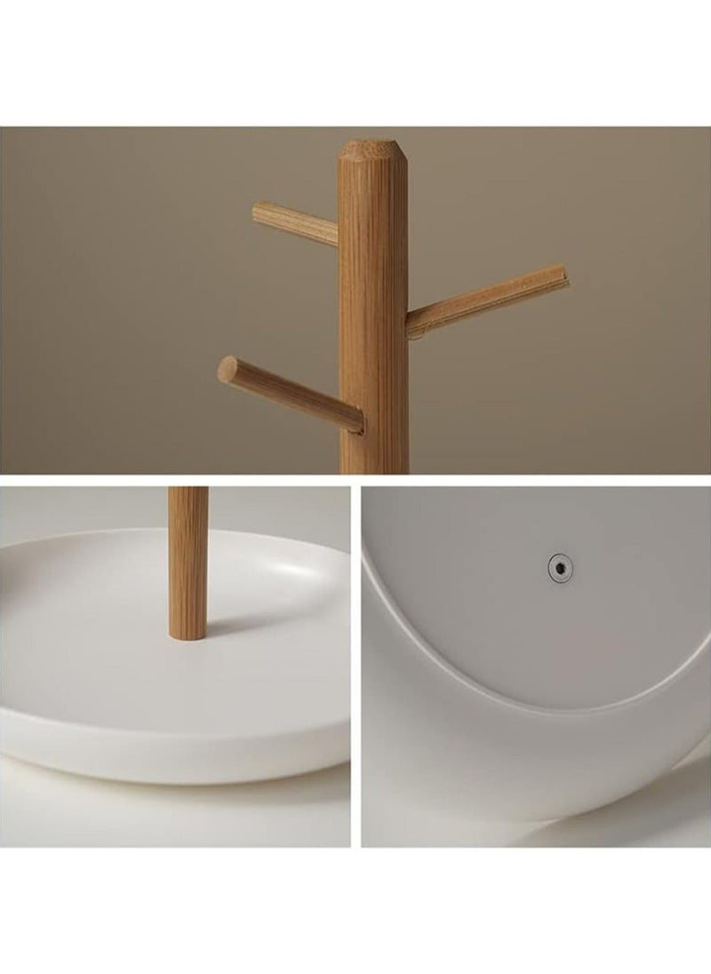 Hihonor Key Tray & Key Bowl, Jewelry Tray with Wood 3-Tier Hanging Organizer - Multi-Functional Entryway Tray, Perfect for Key Bowl, Valet Tray, Ring Holder, Jewelry Dish Organize (White Round)  - Image 3