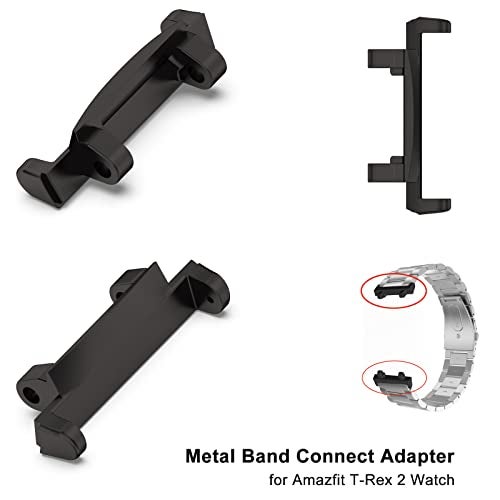Lijinlan Metal Watch Band Adapter Fit for Amazfit T-Rex 2 Watch Connector with Screw Rod Link Bar Screwdrivers Remove Tool Clasp Connect 22mm Strap for Amazfit T-Rex2 Accessory (Black) - Image 2