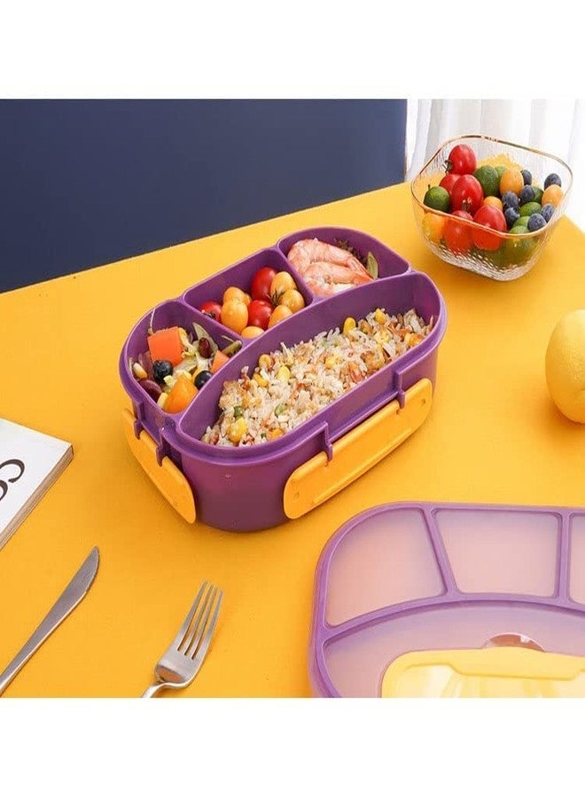 OCTRA Lunch Box for Kids, Lunch Box for Kids – 3 Compartment Insulated Plastic Lunch Box Stainless Steel Tiffin Box for Boys, Girls, School & Office Men (Colors May Vary) (3 Grid Plastic Lunch Box) - Image 4