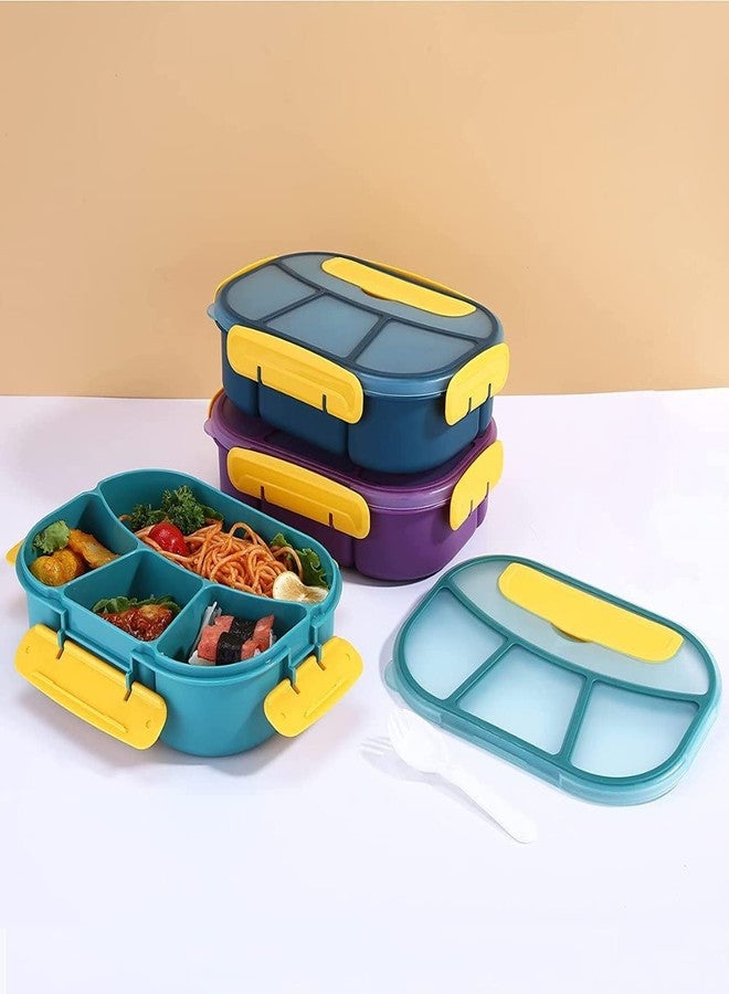 OCTRA Lunch Box for Kids, Lunch Box for Kids – 3 Compartment Insulated Plastic Lunch Box Stainless Steel Tiffin Box for Boys, Girls, School & Office Men (Colors May Vary) (3 Grid Plastic Lunch Box) - Image 1