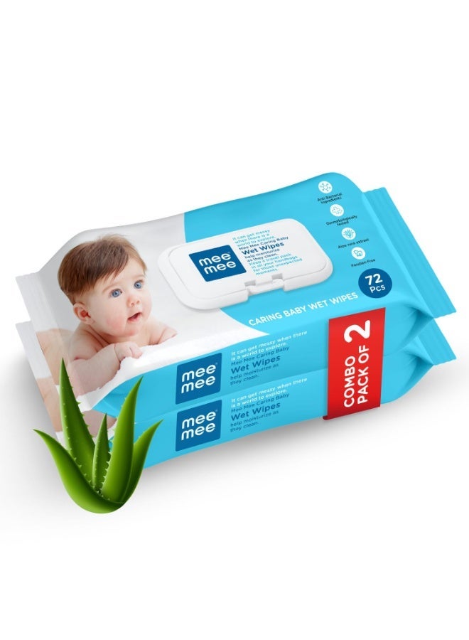 Mee Mee Soft Gentle Baby Wet Wipes (72 Wipes) Pack of 2 | Infused with Aloe Vera and Vitamin E | Paraben & Sulfate Free | Cleansing Wipes | Wipes Combo for Babies - Image 1