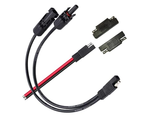 Sunway Solar Solar Panel Connectors 10AWG Compatible with MC-4 Solar Connecter to SAE Adapter PV Extension Cable Wire for RV Caravan Solar Panels Battery Charger kit with Two SAE to SAE Polarity Reverse Adapters - Image 1