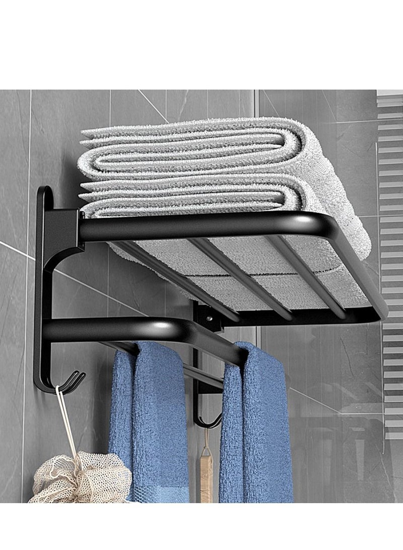 HOMESTAR Bathroom Towel Rack Non Perforated Storage Wall Mounted Foldable - Image 1