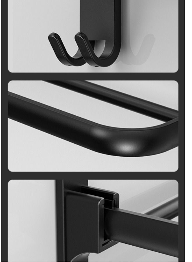 HOMESTAR Bathroom Towel Rack Non Perforated Storage Wall Mounted Foldable - Image 5