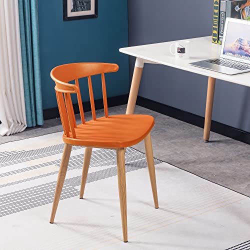 Finch Fox Scandinavian Stylish & Modern Furniture Plastic Chairs for Cafeteria Seating, Dining Chair, Side Chair, Kitchen, Restaurants, Hotels in Orange Color - Image 1