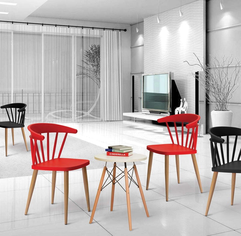 Finch Fox Scandinavian Stylish & Modern Furniture Plastic Chairs for Cafeteria Seating, Dining Chair, Side Chair, Kitchen, Restaurants, Hotels in Orange Color - Image 2