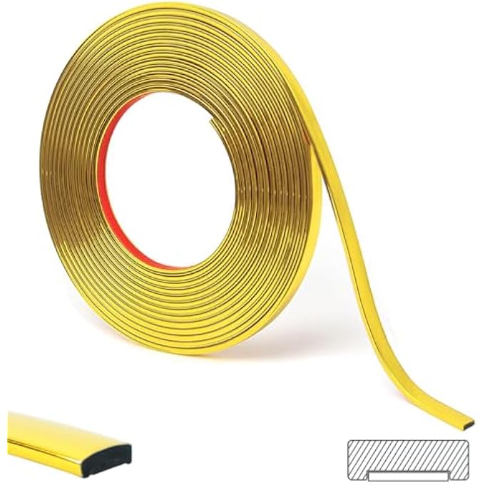 16.4 FT PEEL AND STICK TRIM,FLEXIBLE PEEL AND STICK TRIM MOLDING,MOLDING TRIM FOR WALL TILE EDGES,KITCHEN,CEILINGS,BACKSPLASH AND MIRRIOR FRAME DECOR(GOLD) - Image 1