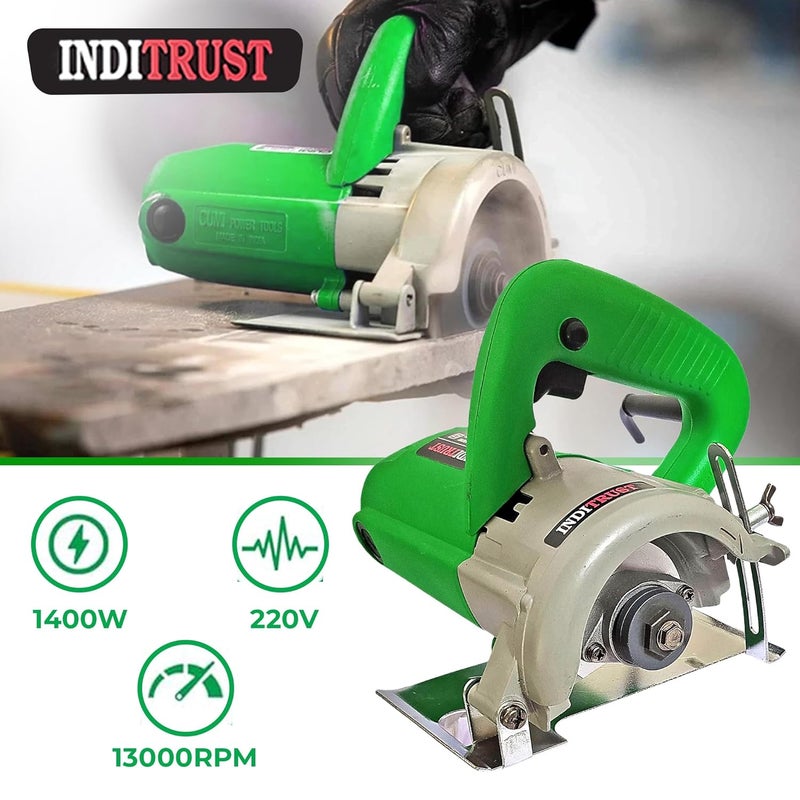 Inditrust 1400W 12000 RPM Powerful Cutting Machine with 6 months warranty For Wood/Marble/Granite/Metal With 3 wheels Handheld Tile Cutter 100% Copper Winding (With accessories) - Image 4