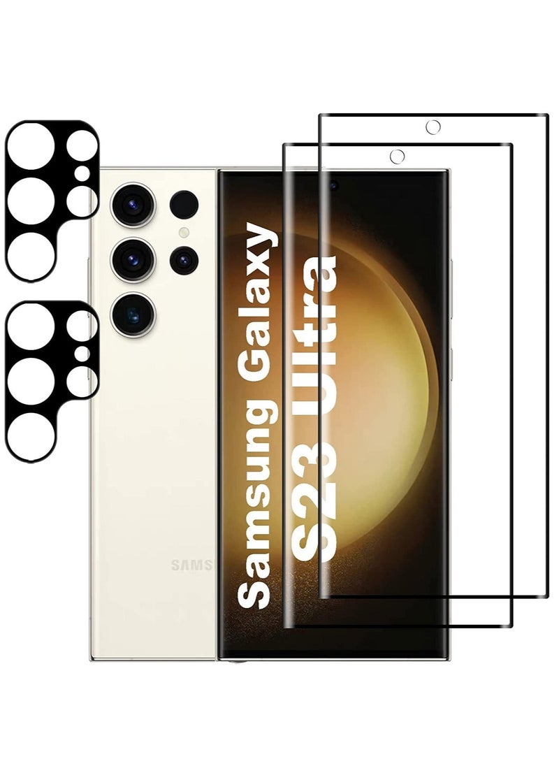 vesus for Samsung Galaxy S23 Ultra Screen Protector with Camera Lens Protector, 9H Hardness Anti-Scratch Tempered Glass flim, Case Friendly, Anti-Fingerprint,Anti-Scratch (2+2 PACK) - Image 1