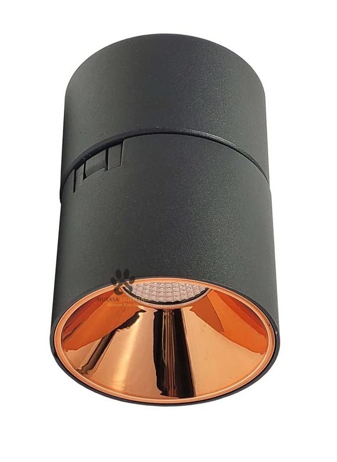 Mufasa 6 Watts Black Rose Gold Reflector Adjustable LED Round Surface Light Cylindrical Shape Indoor Ceiling Mounted Spot Light Down Light Aluminum Body (9Cm Height) (Warm White) - Image 3