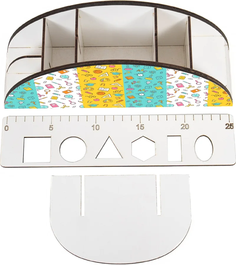 Notpa Wooden Vip Stationery Icon Rainbow Ruler Desktop Pen Holder Organizer For Kids VIP114