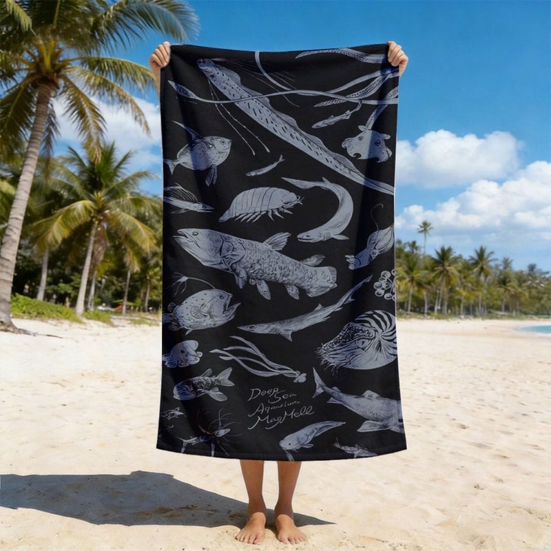 Deep Sea Marine Life Beach Towel 35x75cm Soft Polyester Quick Dry Lightweight for Swimming Camping Diving - Image 4