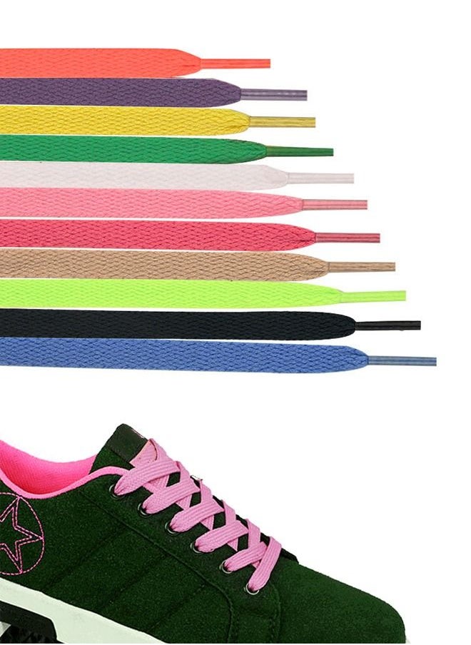 Generic - 11 Pairs of Flat Colored Shoelaces,8mm Polyester Single Layer Flat Colorful Shoelaces,Colored Shoe Laces Flat Shoelaces Shoestrings for Sneakers Boots Skate Shoes Sport Shoes - Image 1