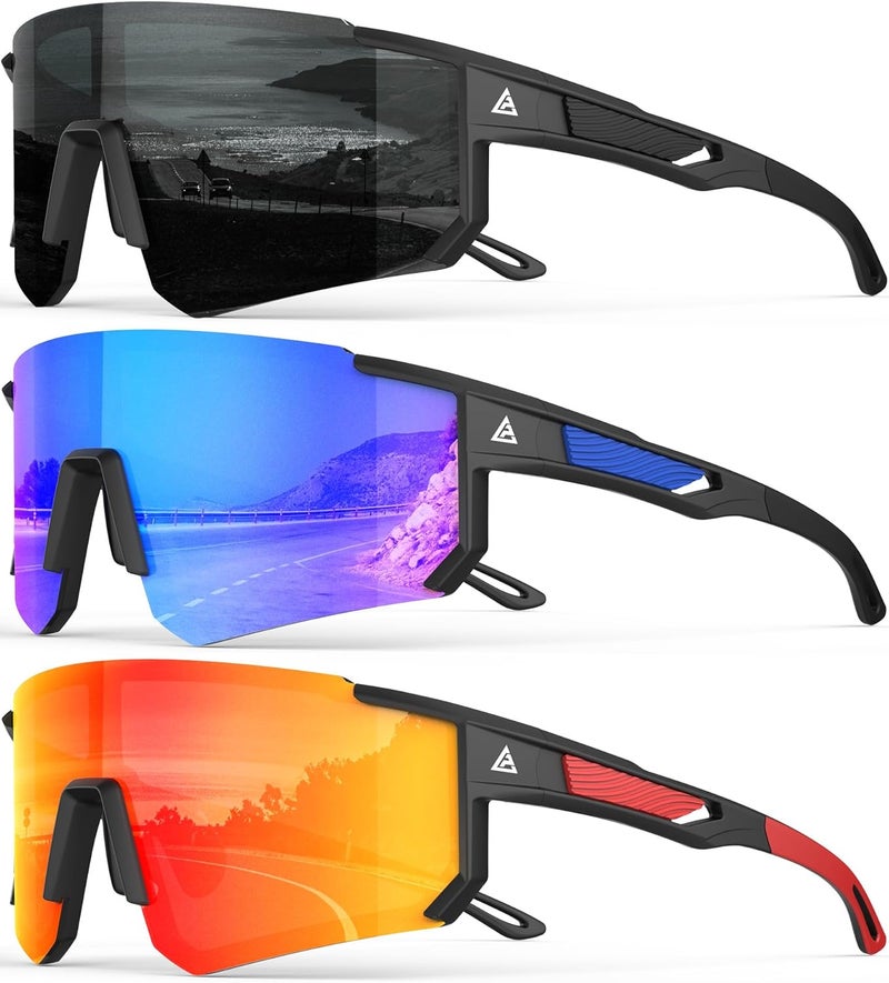 QALLY Polarized Sports Sunglasses for Men and Women - UV400 Protection Wrap Around Sunglasses for Cycling and Running - Image 1