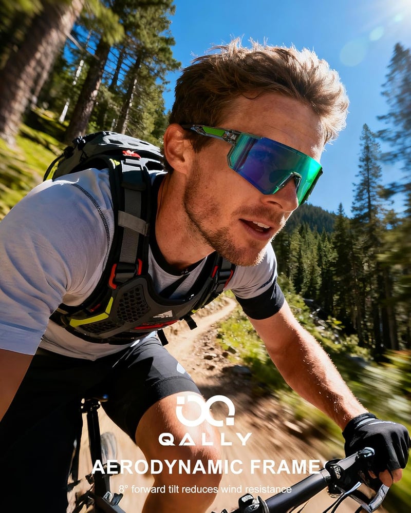 QALLY Polarized Sports Sunglasses for Men and Women - UV400 Protection Wrap Around Sunglasses for Cycling and Running - Image 3