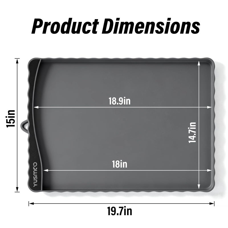 YUSMOO Dog Food Mat 20" x 15", Waterproof Silicone Pet Feeding Mat with Raised Edge & Residue Pocket, Non-Slip Bowl Mat for Dog Cat Food and Water, Easy to Clean Floor Protector - Image 2