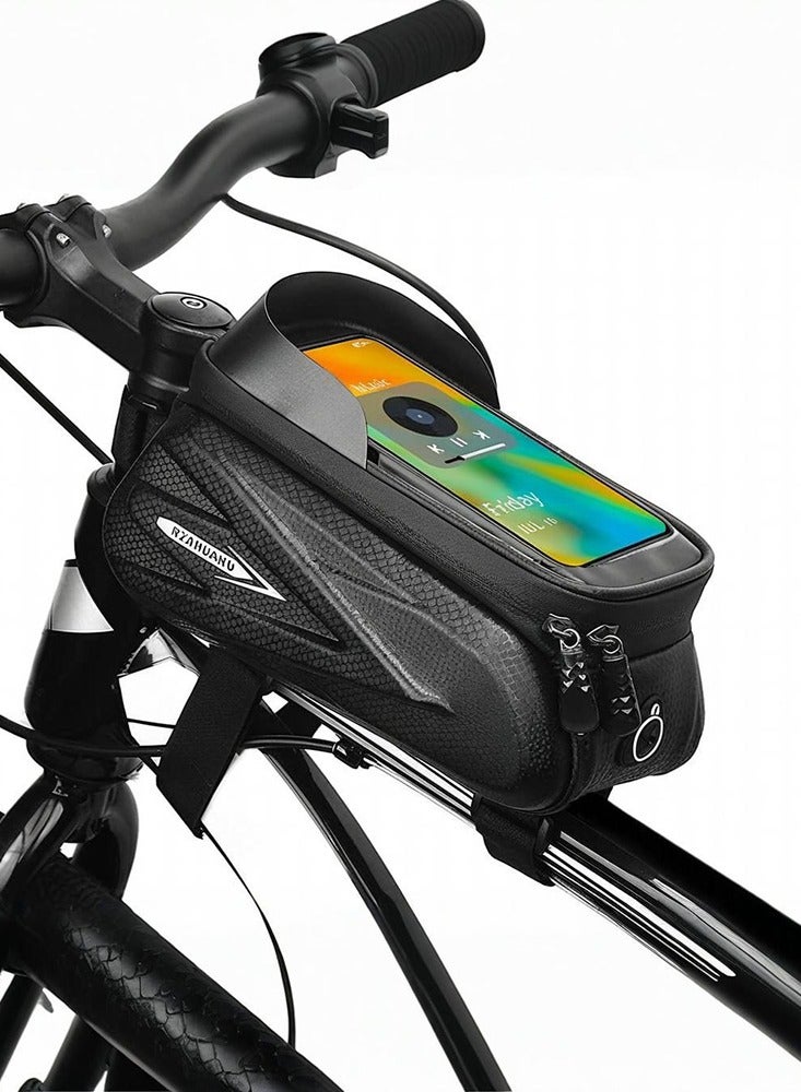 سعة كبيرة عاكسة للماء سعة كبيرة 2 لتر أنبوب علوي أمامي MTB سرج الدراجة على الطريق حقيبة صلبة 7 بوصة تعمل باللمس حامل هاتف بشاشة لمس ملحقات الدراجة - Image 1