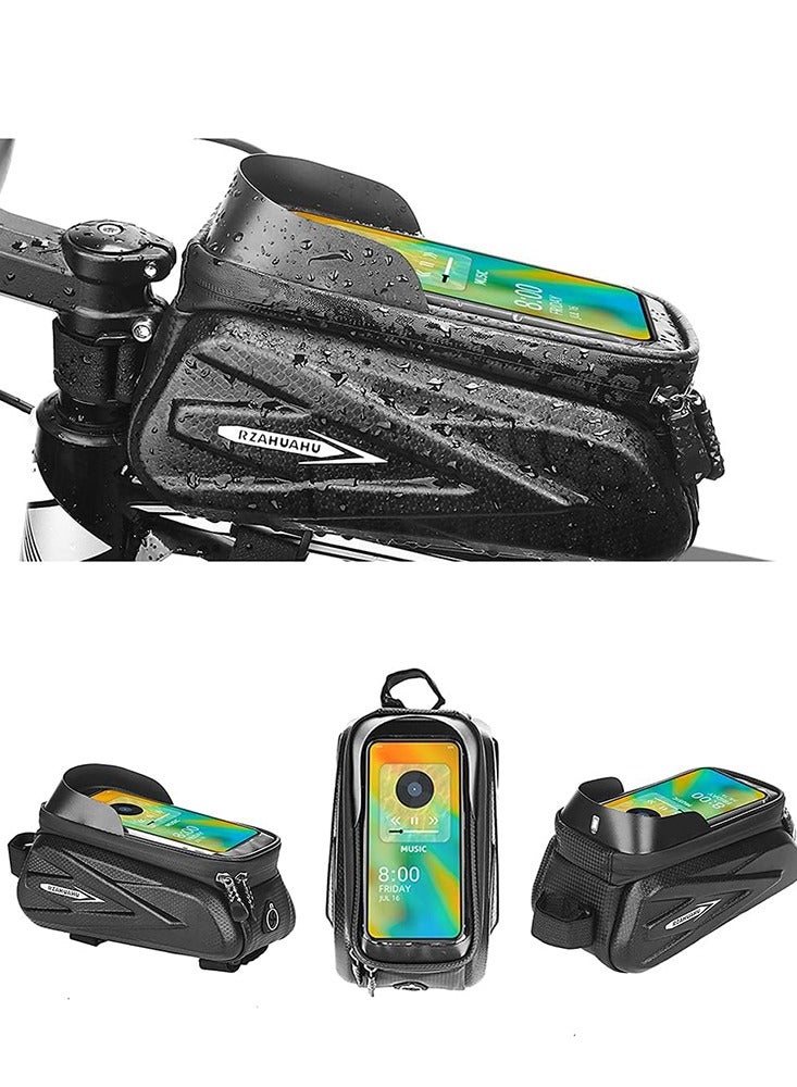 سعة كبيرة عاكسة للماء سعة كبيرة 2 لتر أنبوب علوي أمامي MTB سرج الدراجة على الطريق حقيبة صلبة 7 بوصة تعمل باللمس حامل هاتف بشاشة لمس ملحقات الدراجة - Image 2