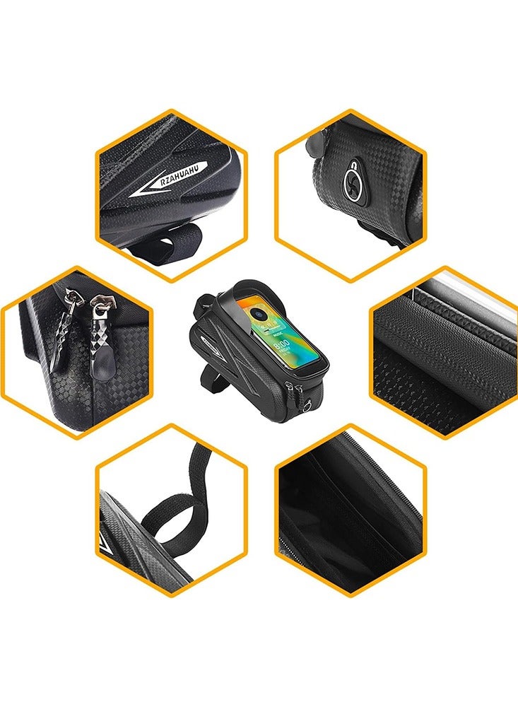 سعة كبيرة عاكسة للماء سعة كبيرة 2 لتر أنبوب علوي أمامي MTB سرج الدراجة على الطريق حقيبة صلبة 7 بوصة تعمل باللمس حامل هاتف بشاشة لمس ملحقات الدراجة - Image 3