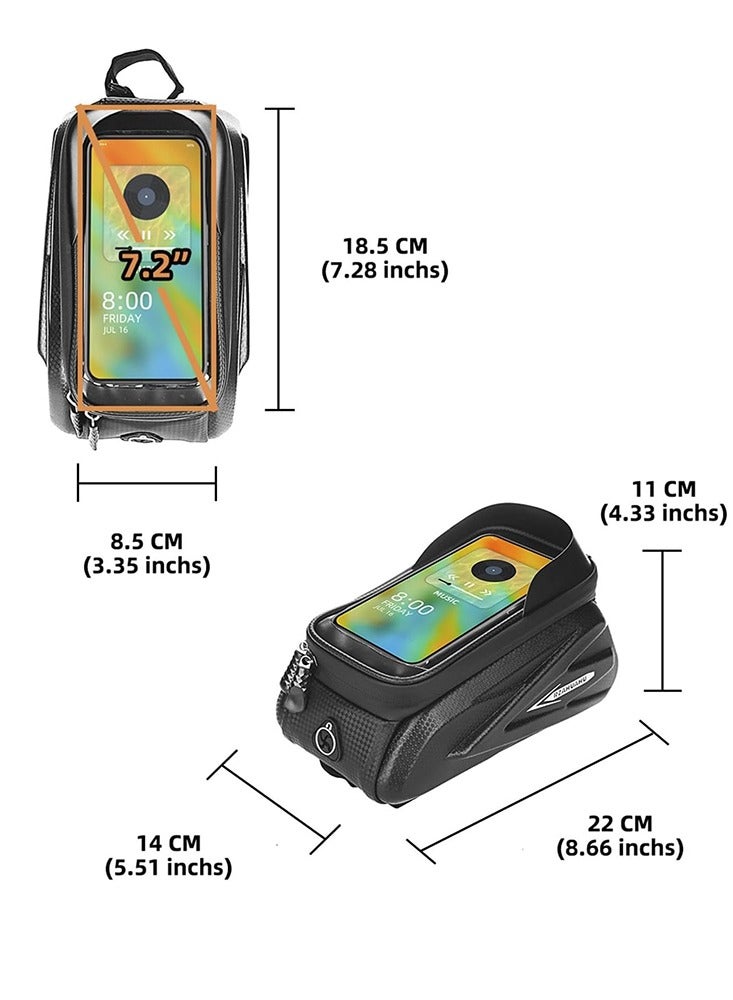 سعة كبيرة عاكسة للماء سعة كبيرة 2 لتر أنبوب علوي أمامي MTB سرج الدراجة على الطريق حقيبة صلبة 7 بوصة تعمل باللمس حامل هاتف بشاشة لمس ملحقات الدراجة - Image 5