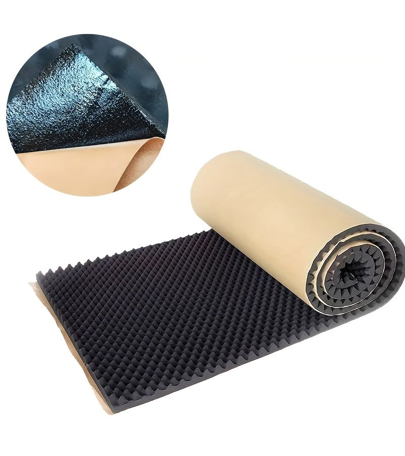 40 Inch Self Adhesive High Density Foam Soundproofing Panel 7 9 Inch X 0 79 Inch X 40 Inch Black Heat Resistant Noise Reducing for Car Engine Hoods Walls Ceilings Recording Studios Rooms Studio Soundproofing - Image 1