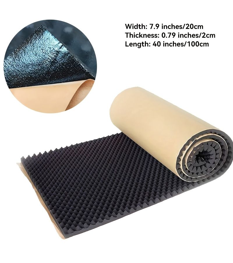 40 Inch Self Adhesive High Density Foam Soundproofing Panel 7 9 Inch X 0 79 Inch X 40 Inch Black Heat Resistant Noise Reducing for Car Engine Hoods Walls Ceilings Recording Studios Rooms Studio Soundproofing - Image 3