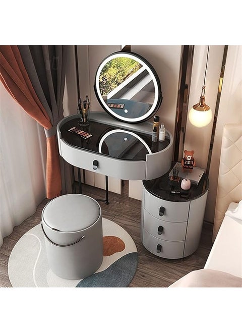 Makeup Vanity Table Dressing Table Flip Mirror With Drawers And Chair 70 CM