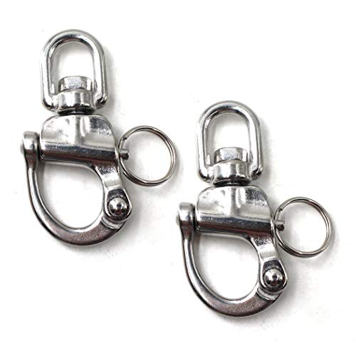 Flomore 70mm Swivel Snap Shackle Marine Grade 316 Stainless Steel Swivel Ring Yacht Sailing Boat Hardware (Pack of 2) - Image 1