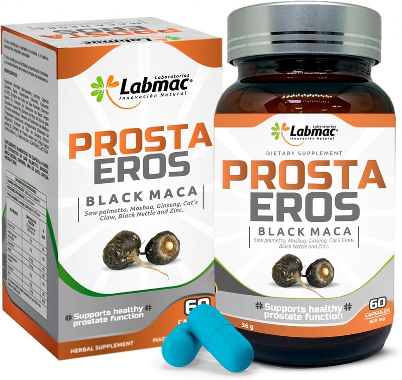 Prosta Eros ProstaEros Prostate Support Supplement  7 Natural Ingredients Black Maca Saw Palmetto Mashua Cats Claw Gingseg Black Nettle and Zinc Capsules 60 Count Pack of 1 - Image 1